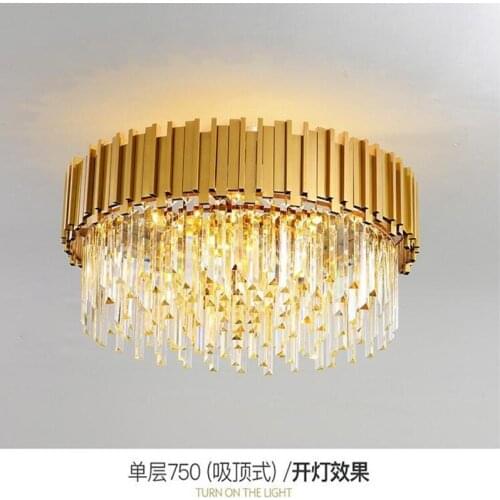 Luxury Crystal Ceiling for Living Room Modern Gold Round Lamp Led Home Interior Lighting Fixtures