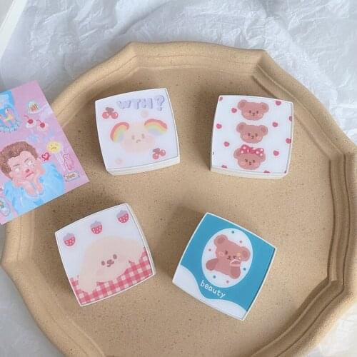 Pink Bear Contact Lens Case Box Japanese Bear Colored Contacts Lens Container Portable Travel Storage Box Gift For Girl