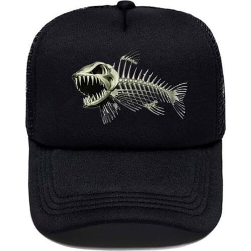 Mesh Cap Custom Logo Hats Factory Price DIY Shark Fish Bone Solid Color Wholesale Men Women Simple Casual Black Mesh Cap