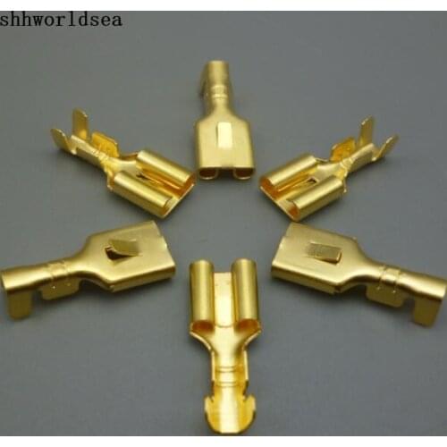 Shhworldsea 2000PCS 6.3mm copper Crimp Terminal Female Spade Connector car socket