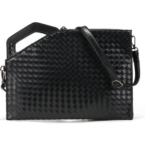 Luxury Envelope Bag for Men Soft Leather 2021 Cluth Purse Mens Handbags Woven Messenger Shouler Bag Man Bolso Para Hombre