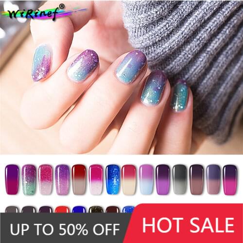 WiRinef 28 Colors Thermal Chameleon Gel Temperature Change Color Gel Polish DIY Nail Art Mood Color Changing UV Gel Varnish