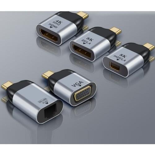 USB Type-C to HDMI DP VGA miniDP RJ45 Converter Adapter PLUG Projection 4K 60Hz HD video transmission for Mac PC Laptop Phone TV
