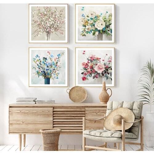 Vintage Flower Market Canvas Picture Art Prints Modern Abstract Floral Oil Painting for Dining Living Room Pop Poster Wall Decor