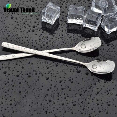 Visual Touch 2Pcs/Set Stainless Steel 304 Coffee Ice Spoon Kitchen Scoops Dessert Tea Mixing Strring Bar Stir Tableware