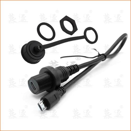 30cm Micro USB 2.0 IP67 Waterproof Cable,Micro-USB 5pin IP 67 Male to Female Panel Mount Water Proof Connector Extension cord