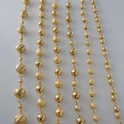 Min Order 10$ Can mix Design /6 STYLES AVAILABLE - YELLOW GOLD GP FILLED BRASS BALL BEADS LINK BRACELET REFER TO THE PICTURE