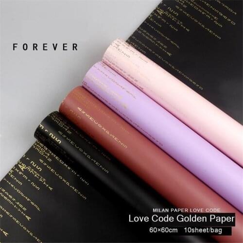 10sheet Fashion Black Gilding English Letter Flowers Wrapping Paper Waterproof Packaging Material Xmas Gift Wrap Tissue Paper