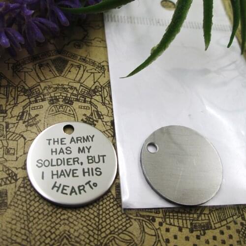 20pcs--"The army has my soldier but I have his..."stainless steel charms 5 styles for choosing DIY Charms for necklace bracelets
