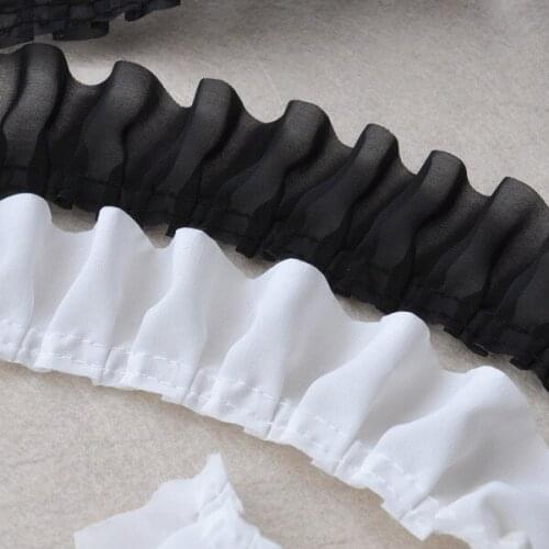 10 Yard/lot Black white pink chiffon Lace trim 5cm clothes accessories lace fabric wedding dress DIY decoration