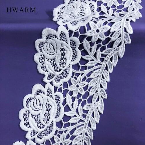 10yard High Quality White Rose Flower Africanarts Craft Lace Fabric Ribbon 11cm DIY Women Sewing Trim Wedding Dress Accessories
