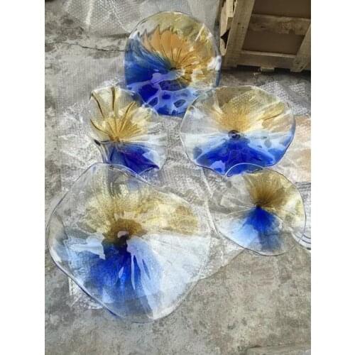 100% Hand Blown Dale Chihuly Style Hanging Plates Borosilicate Glass Flower Wall Art For Museum Gallery Deco