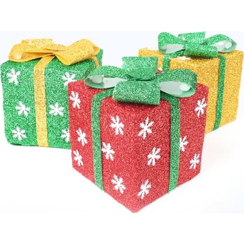 20*20*20cm Folding Xmas Gift Box Christmas Tree Ornaments Decoration Large Santa Gift Storage Case