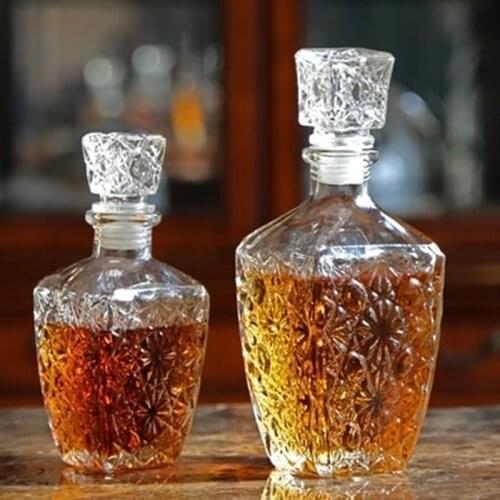 250ml Wine Bottle Whiskey Small Square Diamond Glass Storage Bottle Bartender Party Family Fresh Kettle Wine Bottle Modern Style