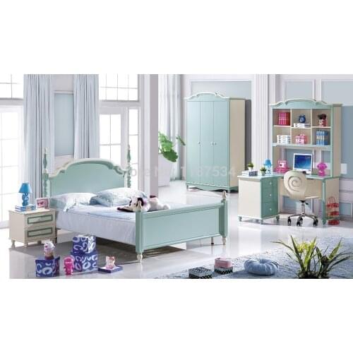 6609# colorful bedroom furniture set bed wardrobe and desk bedroom furniture set