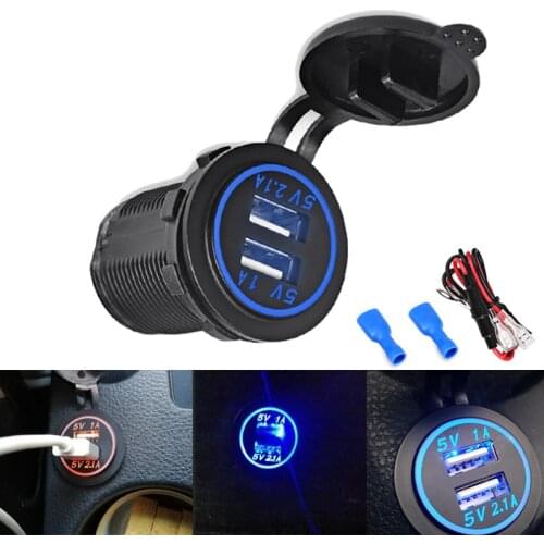 2.1A/1A Led Display Auto USB Car Charger Cigarette Lighter Adapter Socket Outlet Power Charger Car 4.2A 2 USB Ports DC 12V-24v
