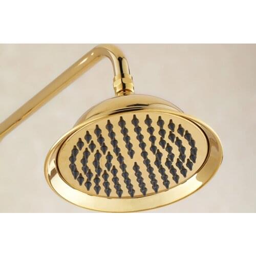 BAKALA 8 inch Round European Antique Rose Gold Shower Head Brass Shower Head Round Rainfall Top Shower Sprayer