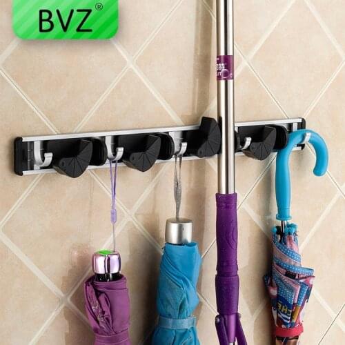BVZWall Mounted Shelf Mop Hanger With hook Umbrella Storage Brush Mops Holder Household Cleaning Tools Kitchen Organizer
