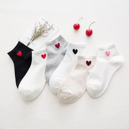 Kids Spring Autumn Cotton Breathable Short Socks Cute Red Heart Hot Sale Girls Sock
