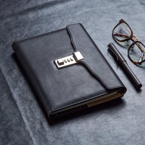 PU Leather A5 Diary Notebook Journal With Lock Planner Refill Daily Travelers Agenda Password Book Office School Stationery Gift