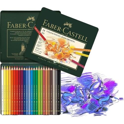 Faber Castell Polychromos Pencils Set of 24 Tin (110024),Artists' Color Pencils, Tin of 24 Colors,Premium Quality Artist Pencils