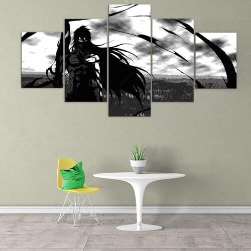 Canvas Pictures Wall Art HD Prints Posters Framework 5 Pieces Anime Bleach Ichigo Kurosaki Paintings Home Decor For Boys Room