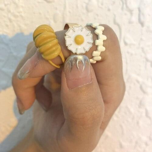 Women Rings Retro Hollow Joint Ring Irregular Flower Opening Ring Set Female Simple Fashion Ladies Banquet Party Jewelry Gift