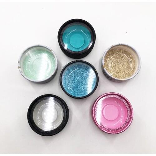 Small round boxes for 8mm-25mm mink eyelashes shiny and marble customized logo packaging