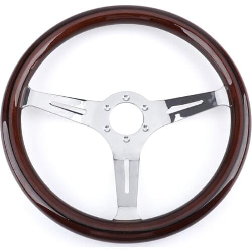 Modified Car Steering Wheel Steel 15 Inches (380 Mm) Solid Wood Bracket Racing General Retro Classic Car Steering Wheel