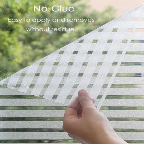 Window Sticker Striped Window Decal Non-Adhesive Privacy Film Vinyl Glass Film Window Decal Tint for Home Kitchen and Office