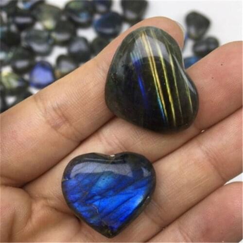 Natural crystal colorful labradorite hand-carved heart healing stone for home decoration