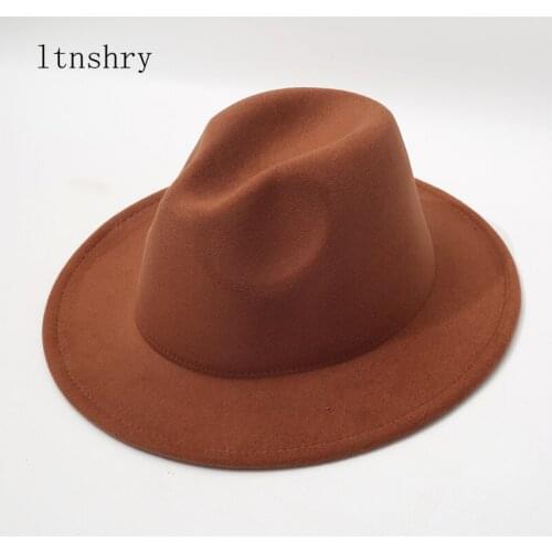 New 20 colors fedora hat women Solid color band men hats wide brim classic wedding church winter men womens hat gorras