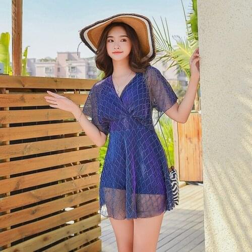 2021 New Korean Sexy Female Swimwear One Piece Swimsuit Women Beachwear Monokini High Cut Bathing Suit Swimskirt