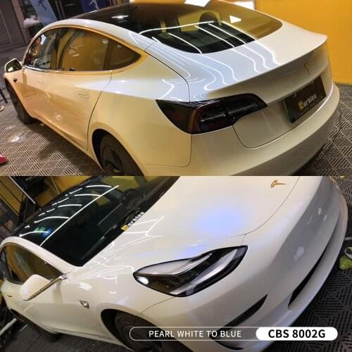 Chameleon Pearl Diamond White And Blue Color Changing Film For Car Cover Paper Self Adhesive 1.52*18m