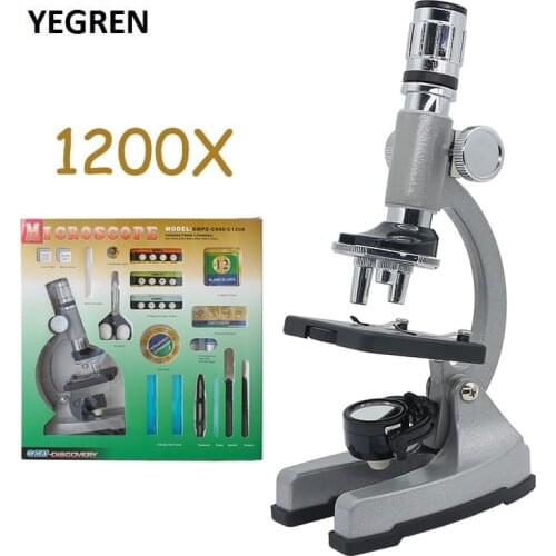 Illuminated Kids Microscope 1200X Zoom Monocular Biological Microscope Beginner Children Student Kids Educational Toy Microscope
