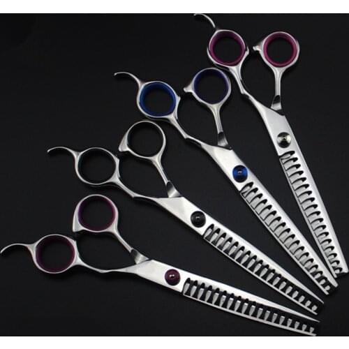 Professional Japan 440c 7 '' pet dog grooming Fishbone hair thinning scissors dog barber haircutting shears Hairdresser scissors