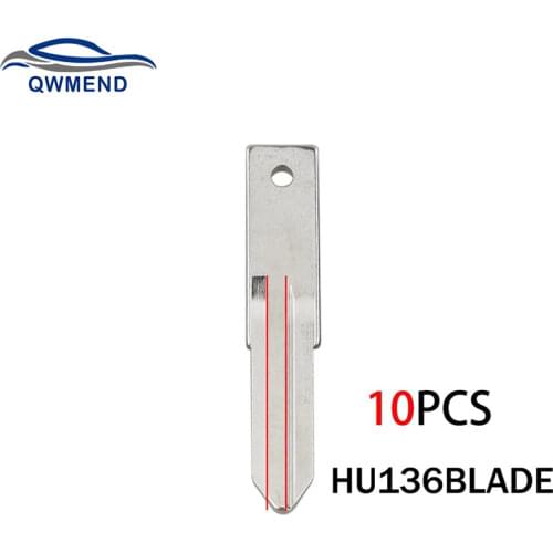 BHKEY 10PCS Uncut Car Key Blade HU136 Blade for Peugeot Renault Citroen Replacement Blade HU136