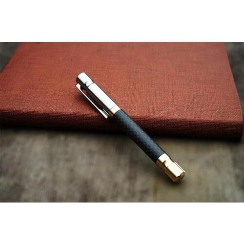 Luxury Carbon-fiber Pen With Titanium Alloy Clip Metl Ballpoint Pen Bussiness Writing Tool as Gift