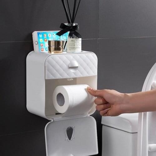 Bathroom Waterproof Wall Mounted Tissue Toilet Paper Roll Wc Roll Paper Stand Case Tube Holder Storage Box Bathroom Accessories