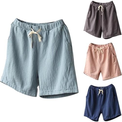 Women Fashion Solid Color Pockets Drawstring Wide Leg Elastic Fifth Pants Shorts with Pockets Elastic Women Summer Fashion Short