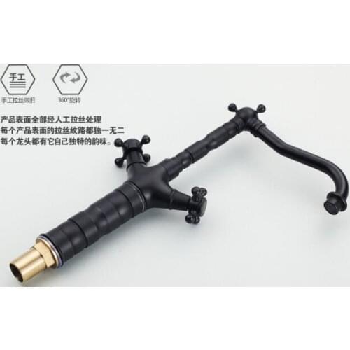 Vidric Double Handle Bathroom black Basin Mixer Tap Hot and Cold water sink faucets washbasin taps home supplies