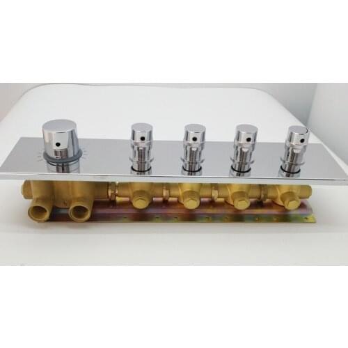 Thermostatic Mixing Valve 4 Ways Thermostatic Mixer Concealed Shower Mixer Diverter Auto-Thermostat Control Faucets Chrome SUS