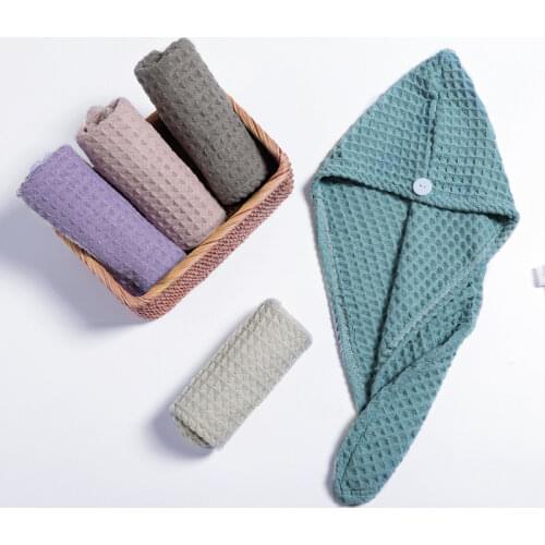 Strong Absorbent Waffle Hair Dry Cap Wholesale Plain Dry Hair Towel Magic Hair Dry Cap Turbans for Women Towels towels bathroom