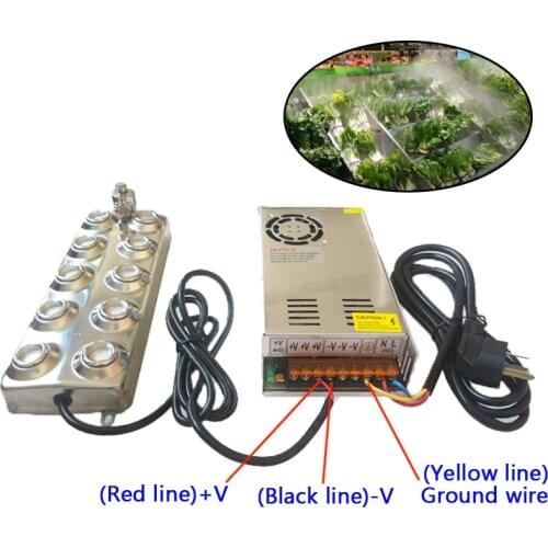 1PC Humidifier Ultrasonic Mist Maker Fogger 10 Head Humidifier + Transformer 4.5kg/h Ultrasonic Nebulizer For Fresh Vegetables
