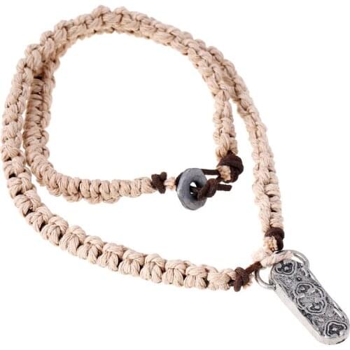 Vintage Retro Fashion Pendant Necklace Chain Braided Rope Leather Metal Hiphop Charm Statement Choker for Women Men Rock Jewelry