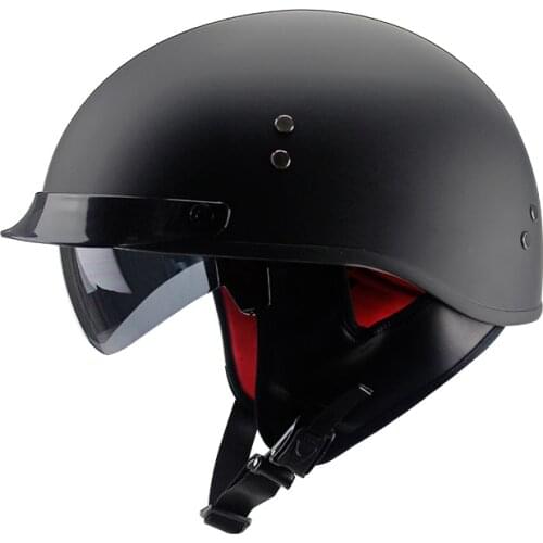 VOSS vintage motorcycle helmet retro scooter half helmet with Built-in lens visor casco moto helm moto capacete para DOT