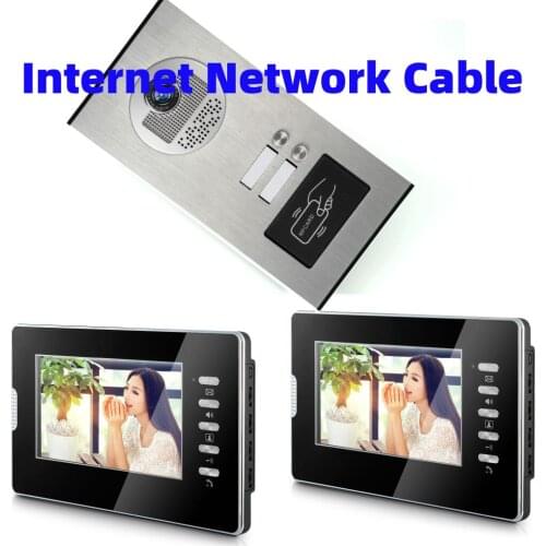Visual Intercom 7 Inch Monitor Video Door Phone Doorbell Speakephone Intercom System Support 100 Meter Wired Network Cable