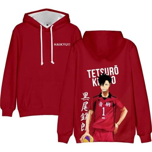 Japan Anime Haikyuu Cosplay Costume Nekoma High School Volleyball Club Kuroo Tetsurou Unisex 3D Hoodies Men Hooded Sweatshirts
