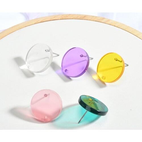 New style 50pcs/lot color acrylic decoration round shape fashion women Stud Earrings diy jewelry earring pendants accessory