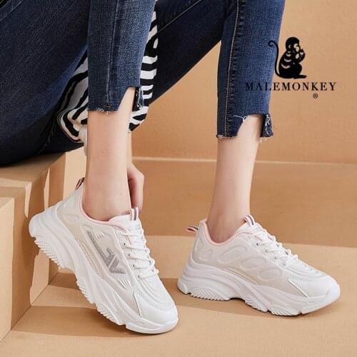 Platform Sneakers Cacual Women Sneakers Black 2021 Spring Autumn Lace Up Outdoor Breathable Running Shoes Casual Comfort Trainer
